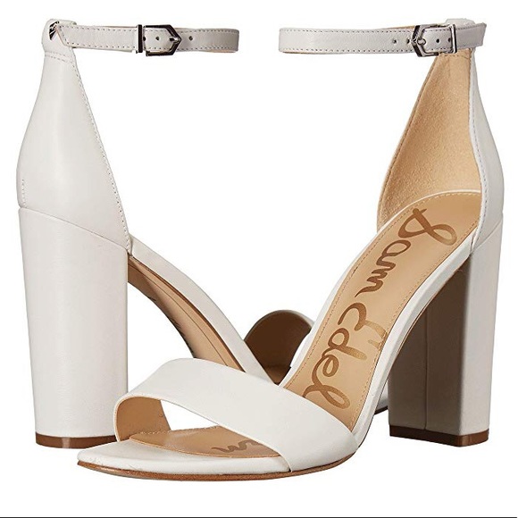 sam edelman white block heels